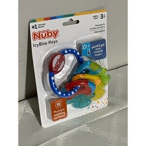 Nuby Ice Gel Multi-surface Teether Keys Silicone Teething Toy Easy Grip Design